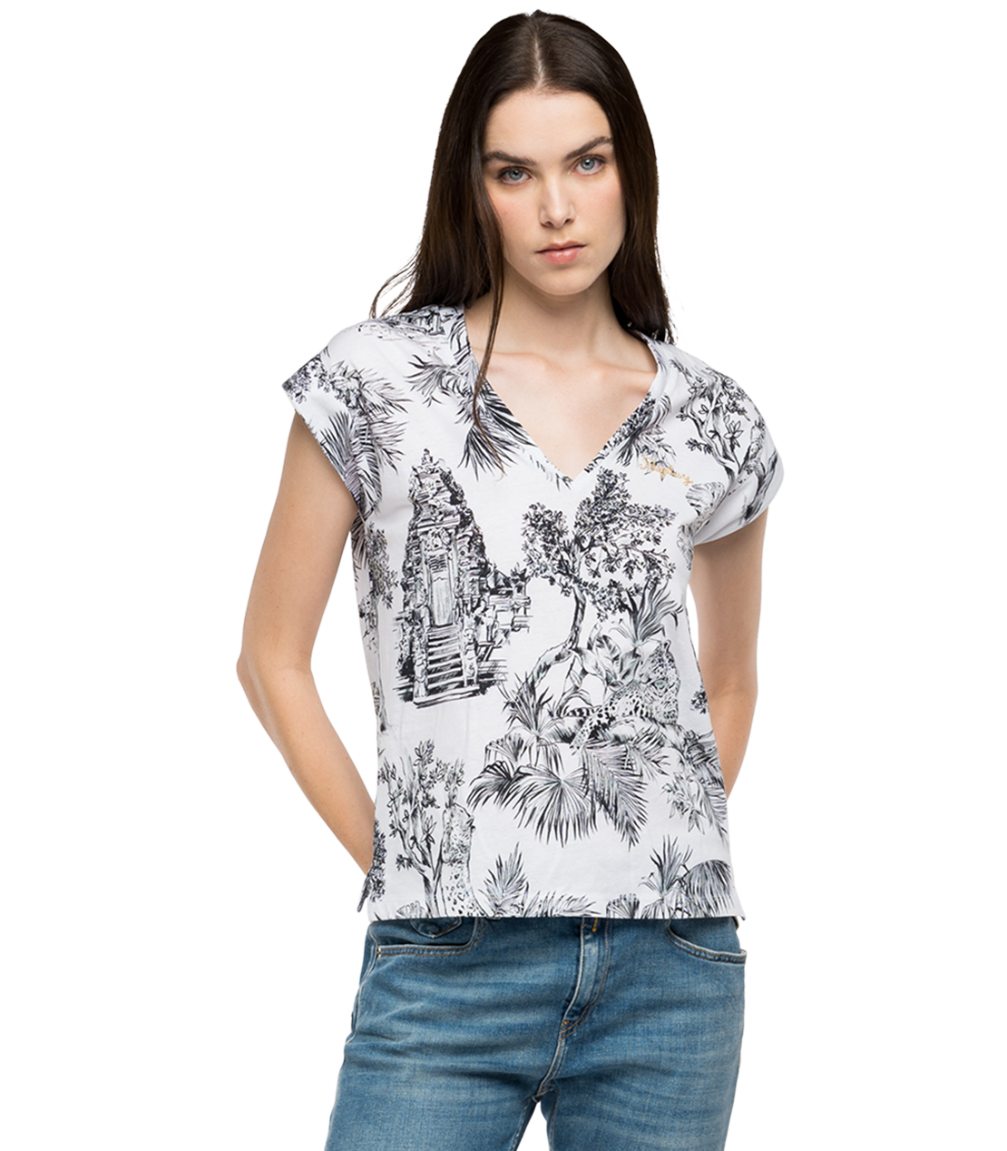 オールプリントライトコットンジャージーTシャツ 詳細画像 ホワイト＆ブラック 1